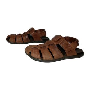 Ecco Men's Chander Fisherman Sandals Brown Leather Size 42 EU / 8.5-9 US